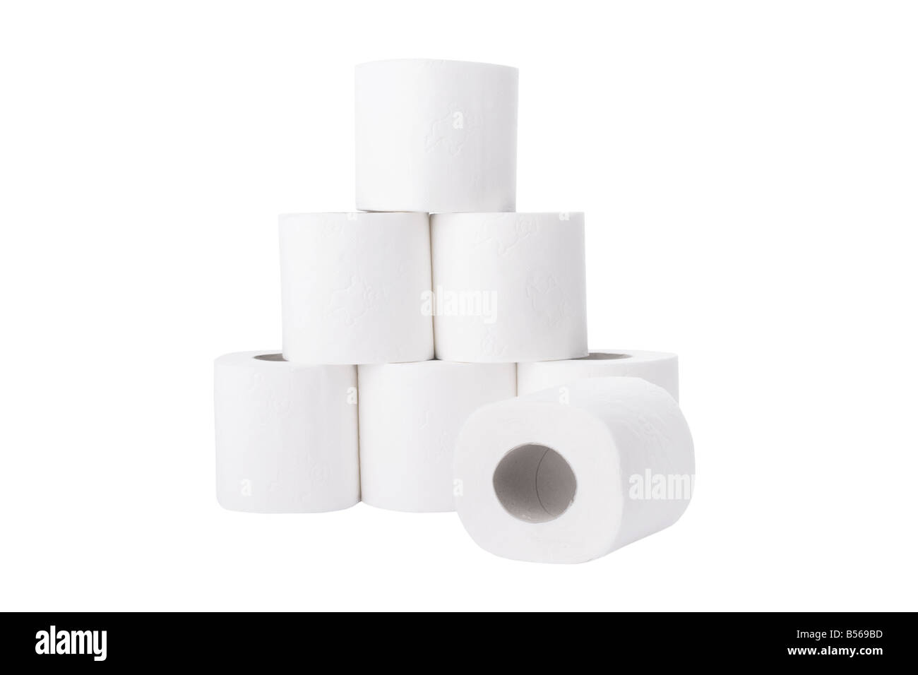 Pile of toilet paper rolls isolated on white background Stock Photo - Alamy