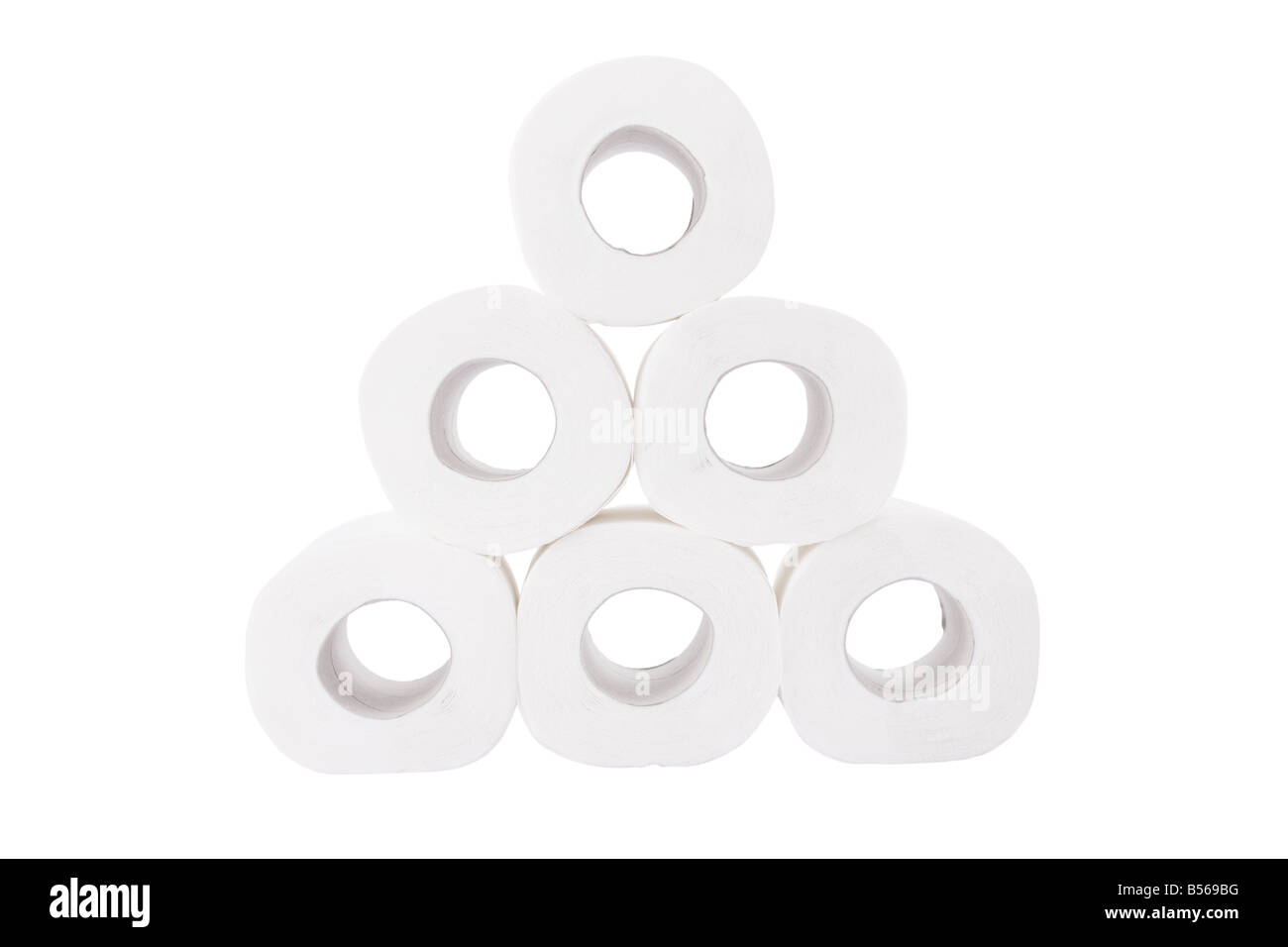 Pile of toilet paper rolls isolated on white background Stock Photo Alamy