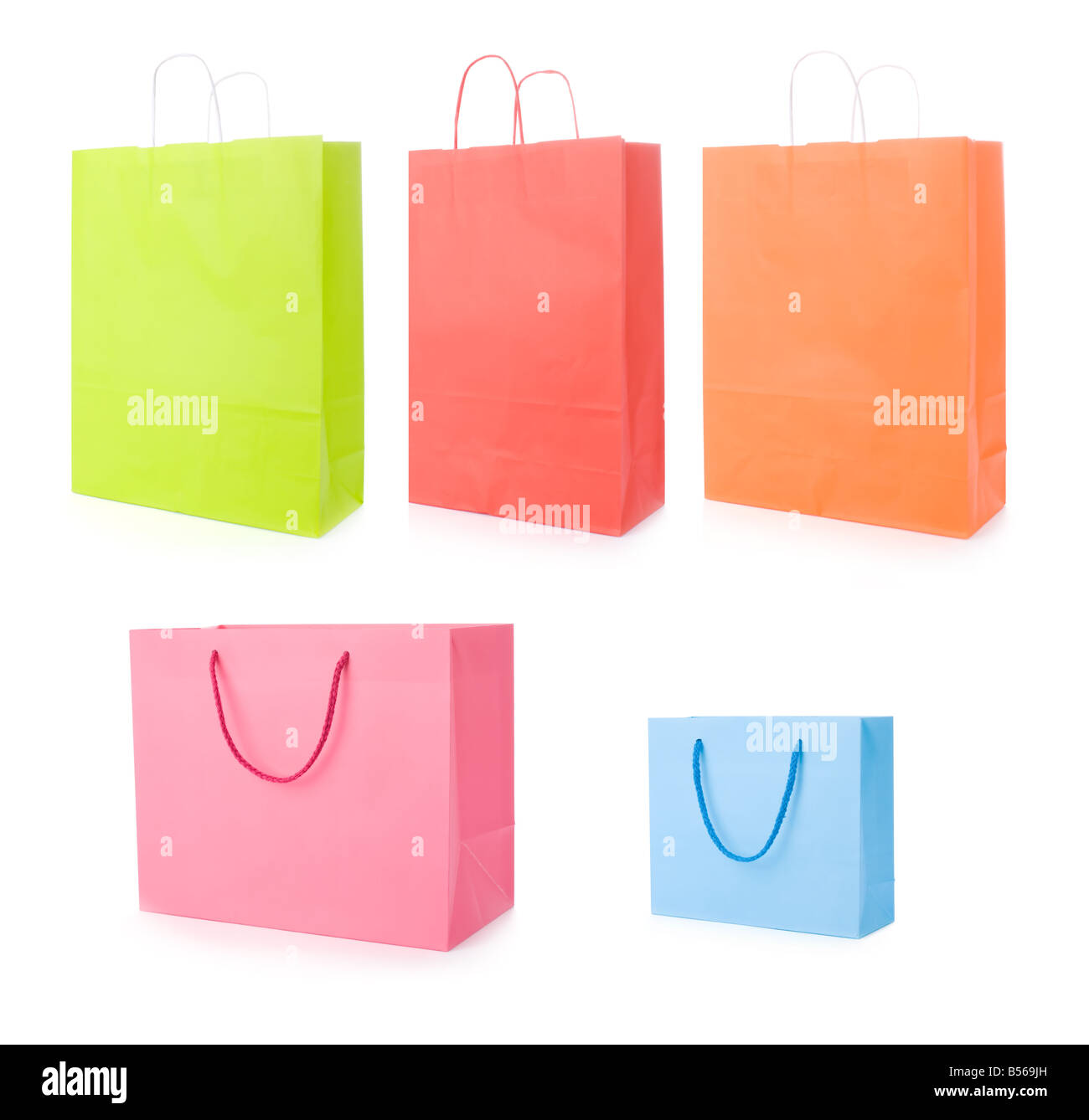 Set of various shopping bags isolated on white Stock Photo