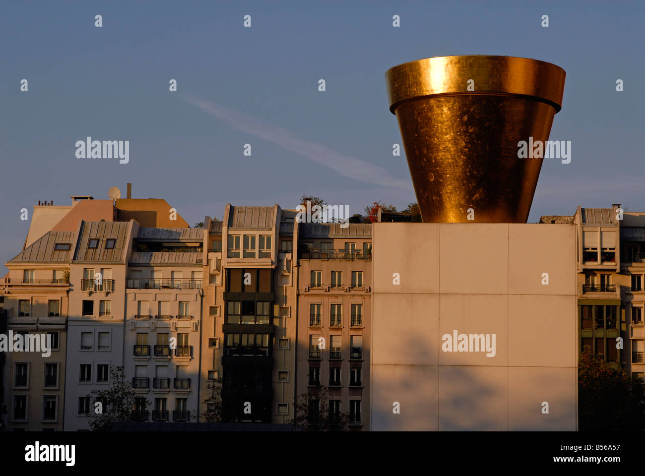 golden pot ÒLe Pot Dor Ó in front of the Cultural Centre Georges Pompidou in Paris France Stock Photo