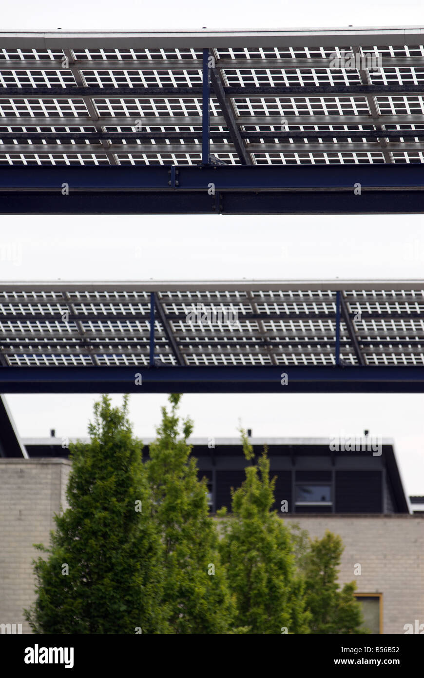 Shell solar panels fitted to the world's largest solar powered housing estate, Nieuwland, Amersfoort, Netherlands. Stock Photo