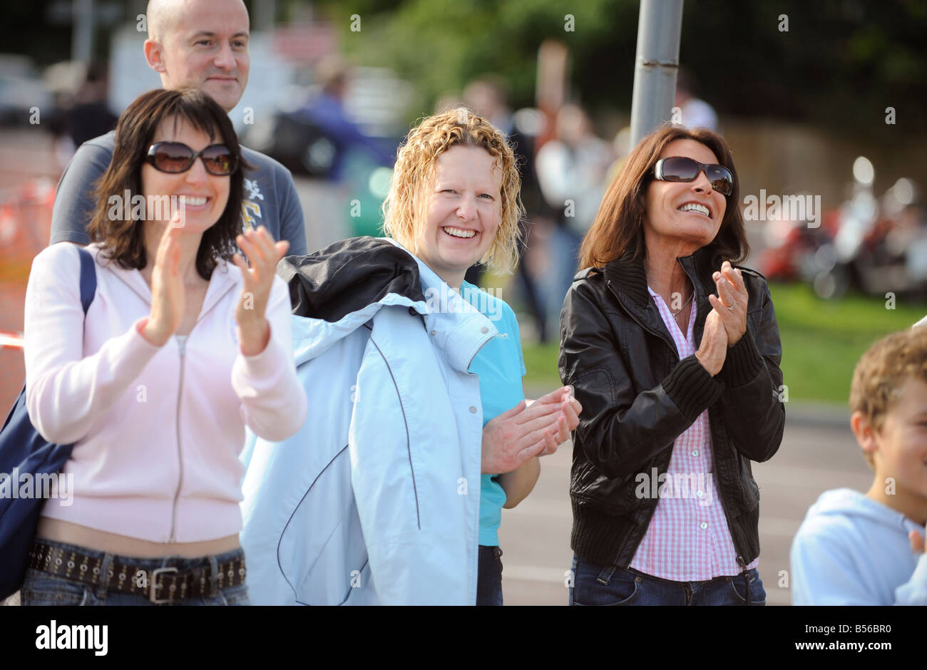 Cheering spectators at a Kent triathlon. Picture by Jim Holden Stock