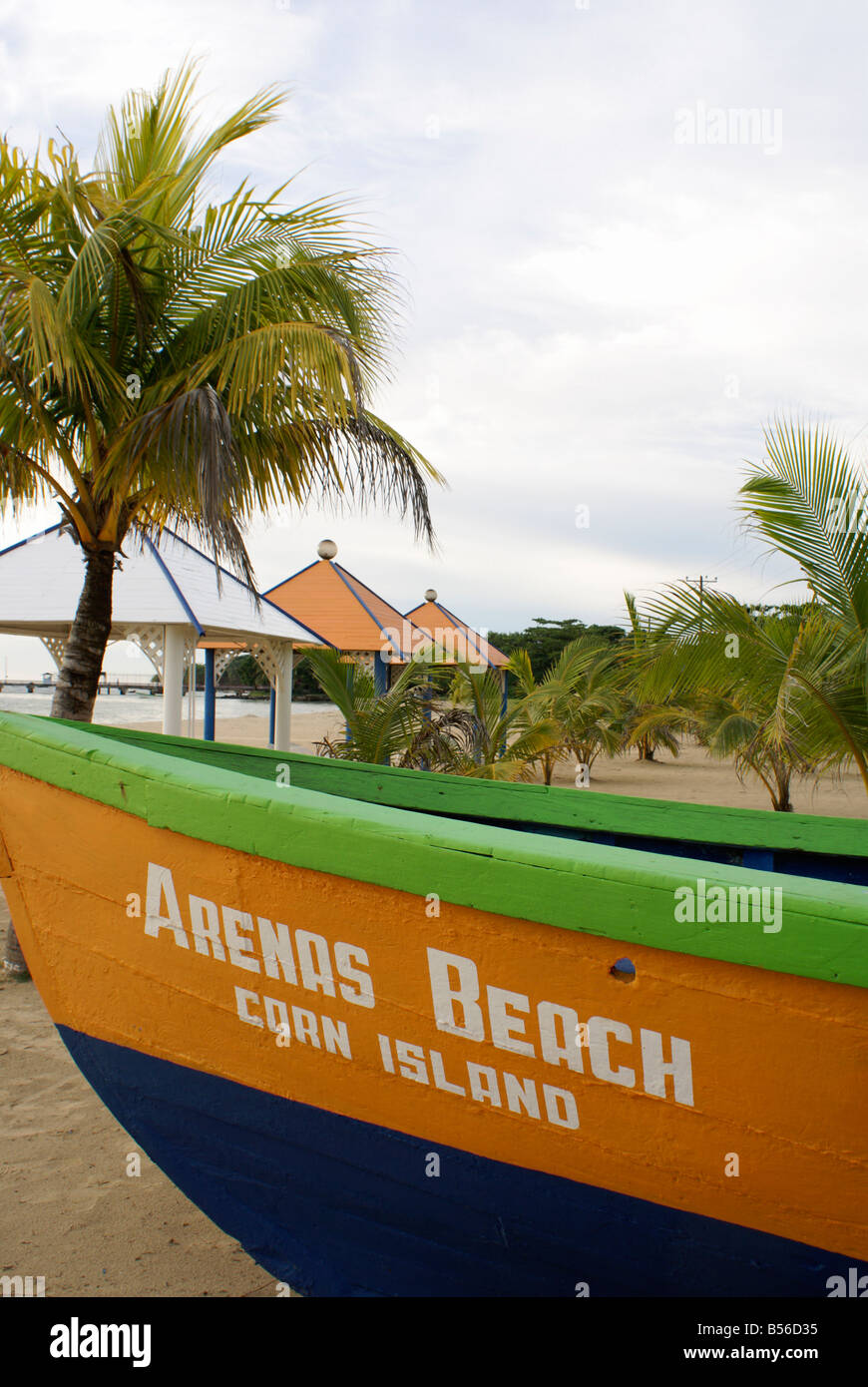 Boat on Arenas Beach on Big Corn Island, Nicaragua, Central America
