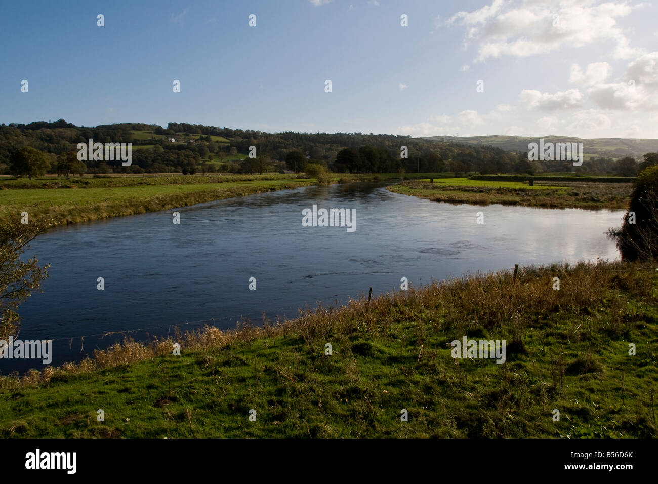 Confluence of Rivers Crafnant and Conwy in the Conwy Valley near Trefriw, Wales Stock Photo