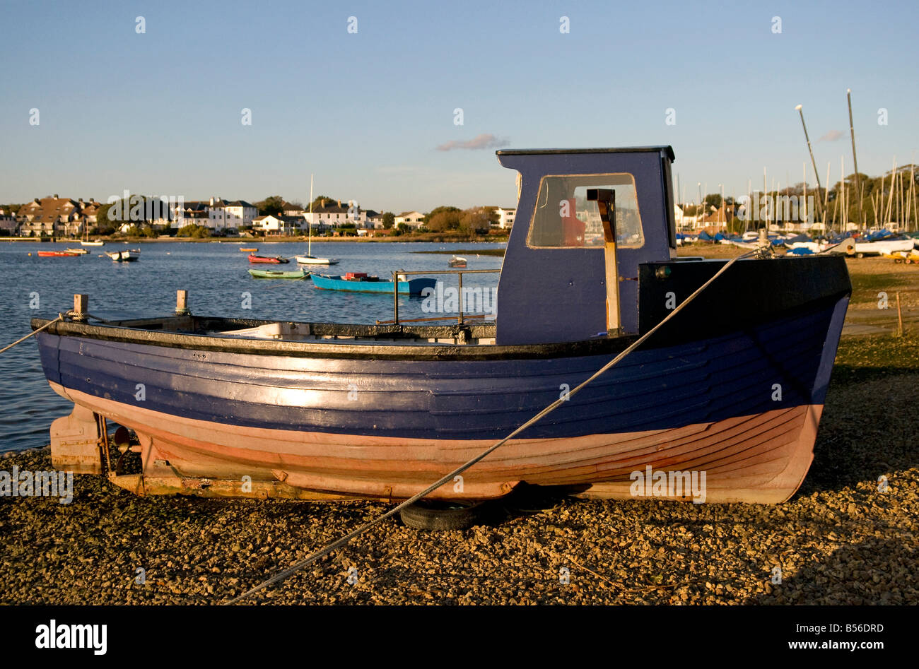 Moored boats at christchurch harbour hires stock photography and