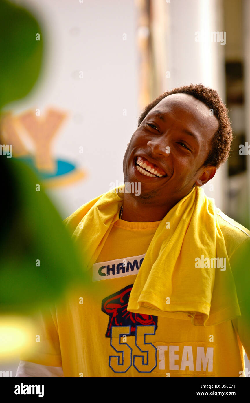 An African American male smiling. Stock Photo