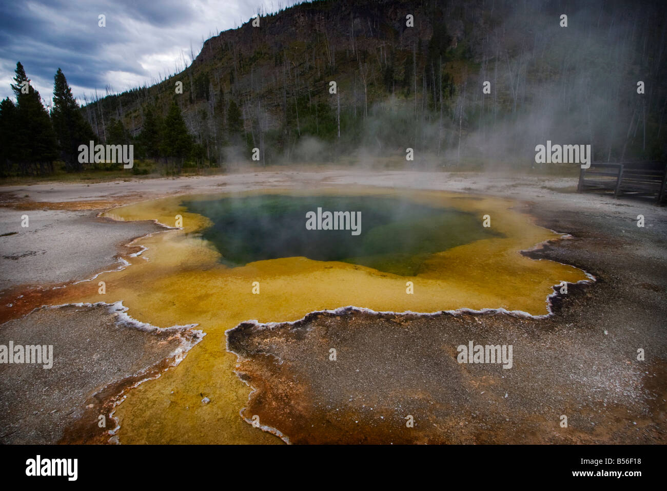 Steam rising from Emerald Pool in Yellowstone National Park August 2006 Stock Photo