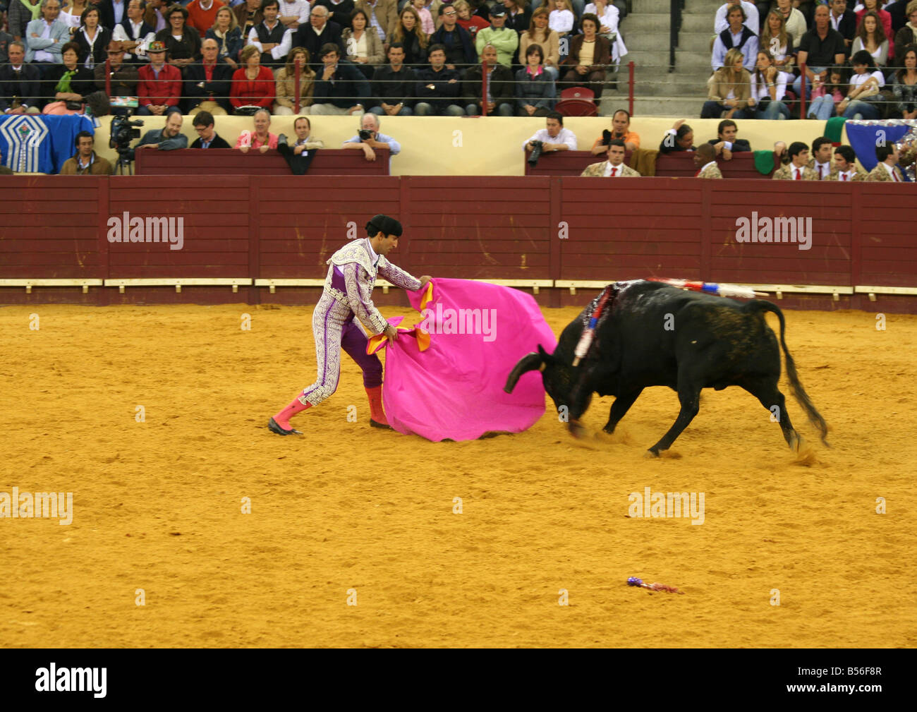 Bullfight at Praca de Touros de Campo Pequeno Stock Photo