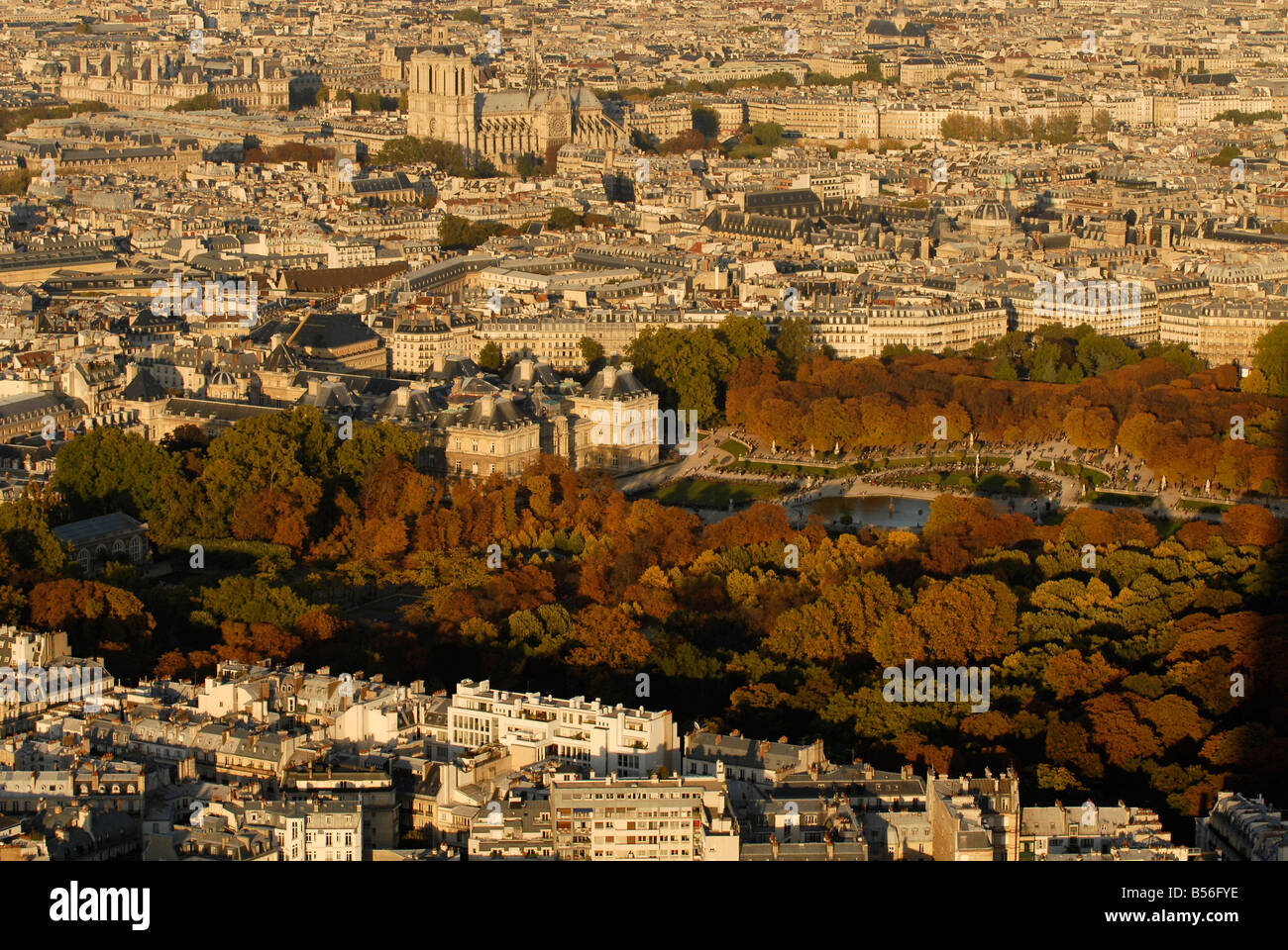 Panoramic view over Jardin du Luxembourg Luxembourg Gardens in Paris France Stock Photo