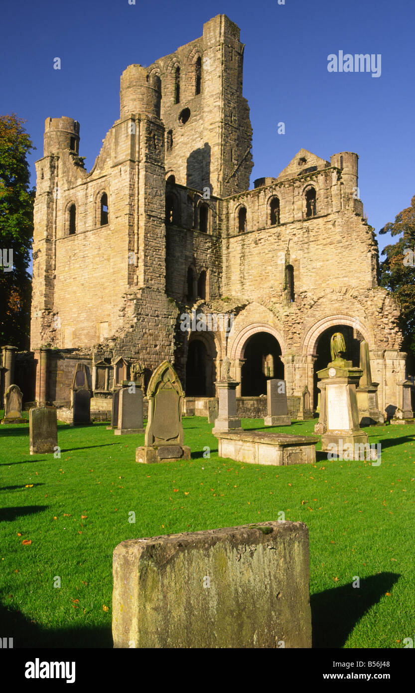 Autumn the romantic remains of Kelso Abbey at Kelso in the Scottish Borders Scotland UK Stock Photo