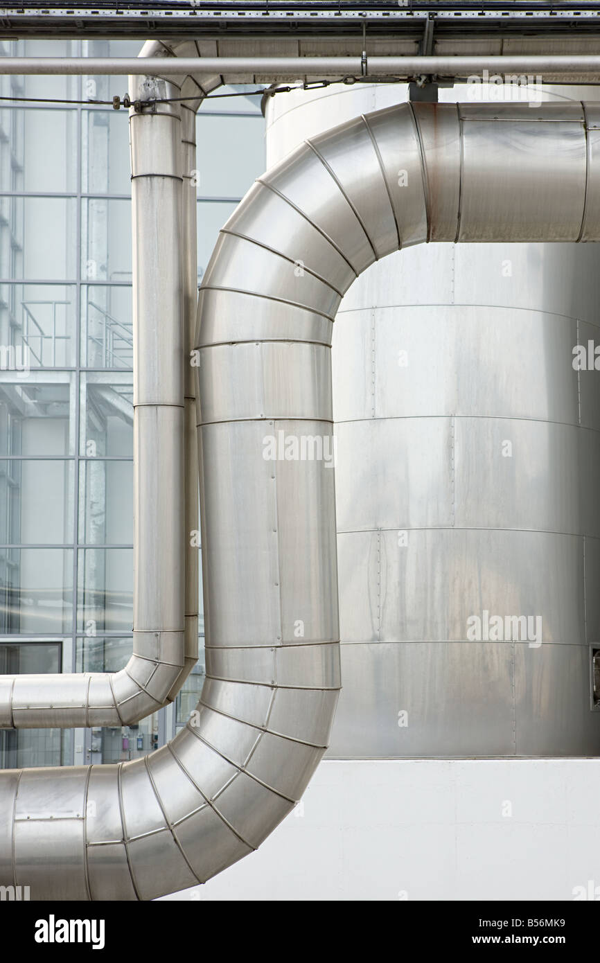 Curved industrial piping Stock Photo