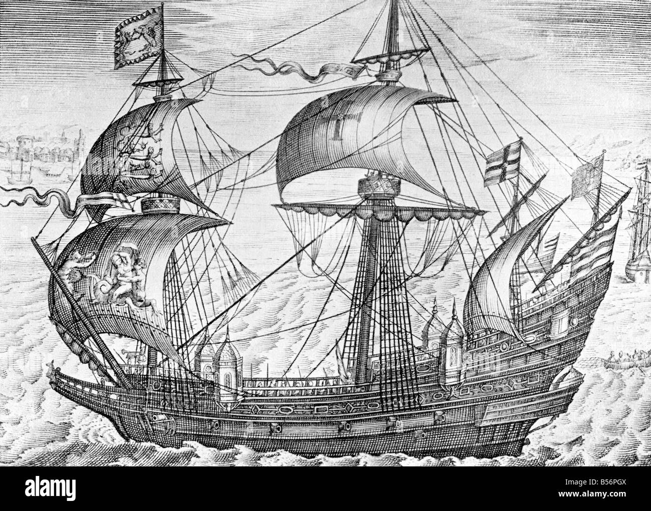 A Galleon at the Time of Elizabeth Stock Photo
