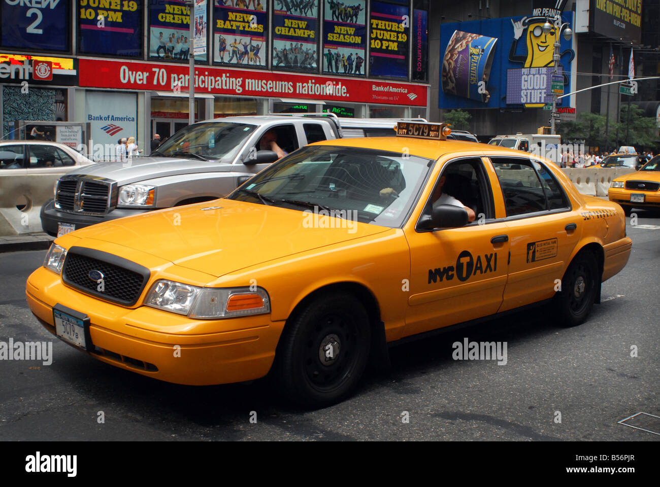 New York Yellow Taxicab Times Square NY Stock Photo