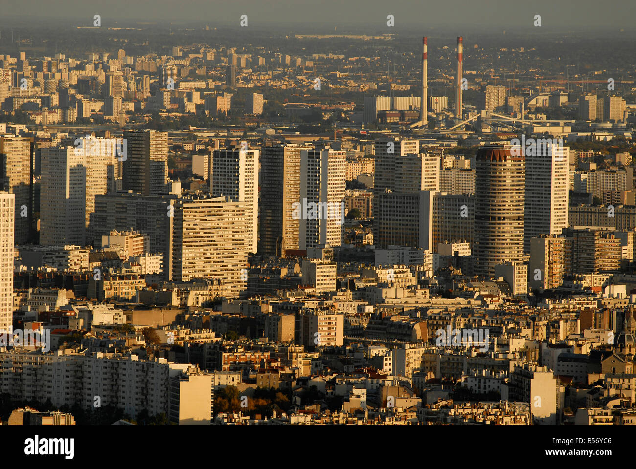 Panoramic view over skyscraper and apartment buildings in Paris France Stock Photo