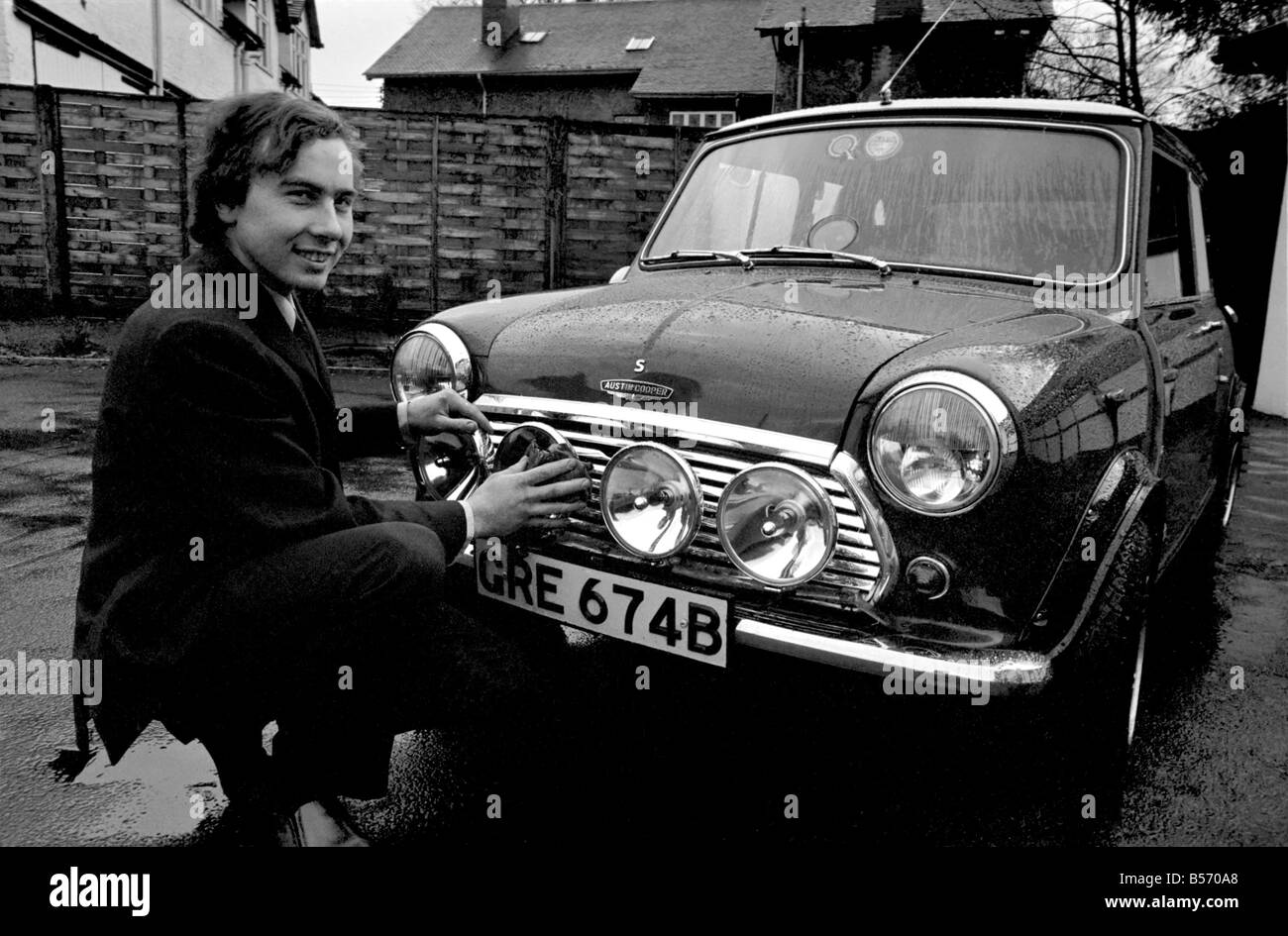 Peter Copestick (20) of Seabridge Lane, Newcastle-under Lyme, staffs has a super mini car although it is 6 years old. Dec. 1969 Stock Photo