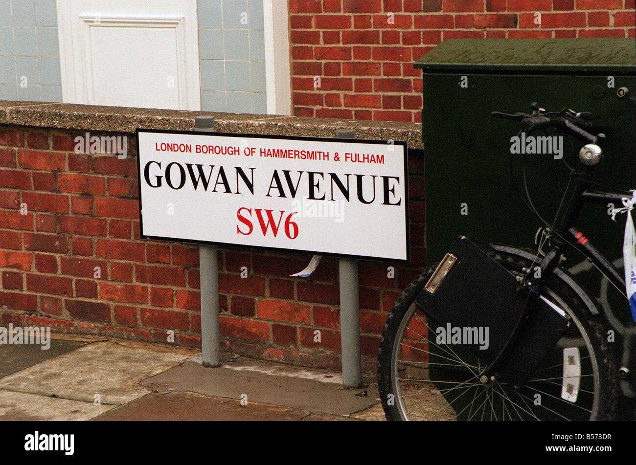 Gowan Avenue in Fulham April 199 where TV presenter Jill Dando was murdered just outside her home Stock Photo