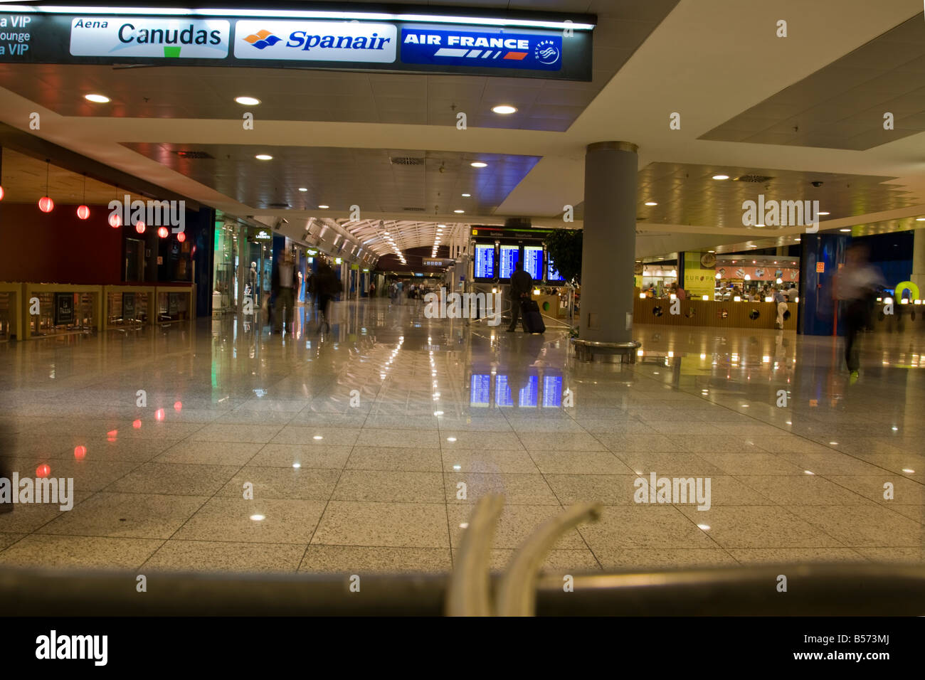 Inside Barcelona airport in the departures lounge El Prat, Barcelona