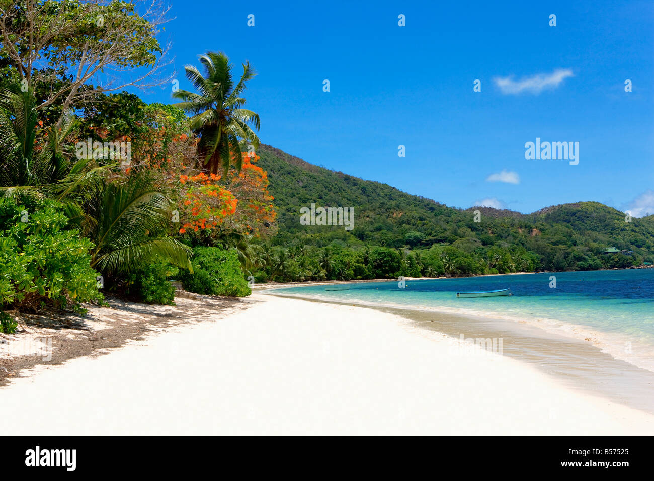 Anse Takamaka in Praslin island Seychelles Stock Photo