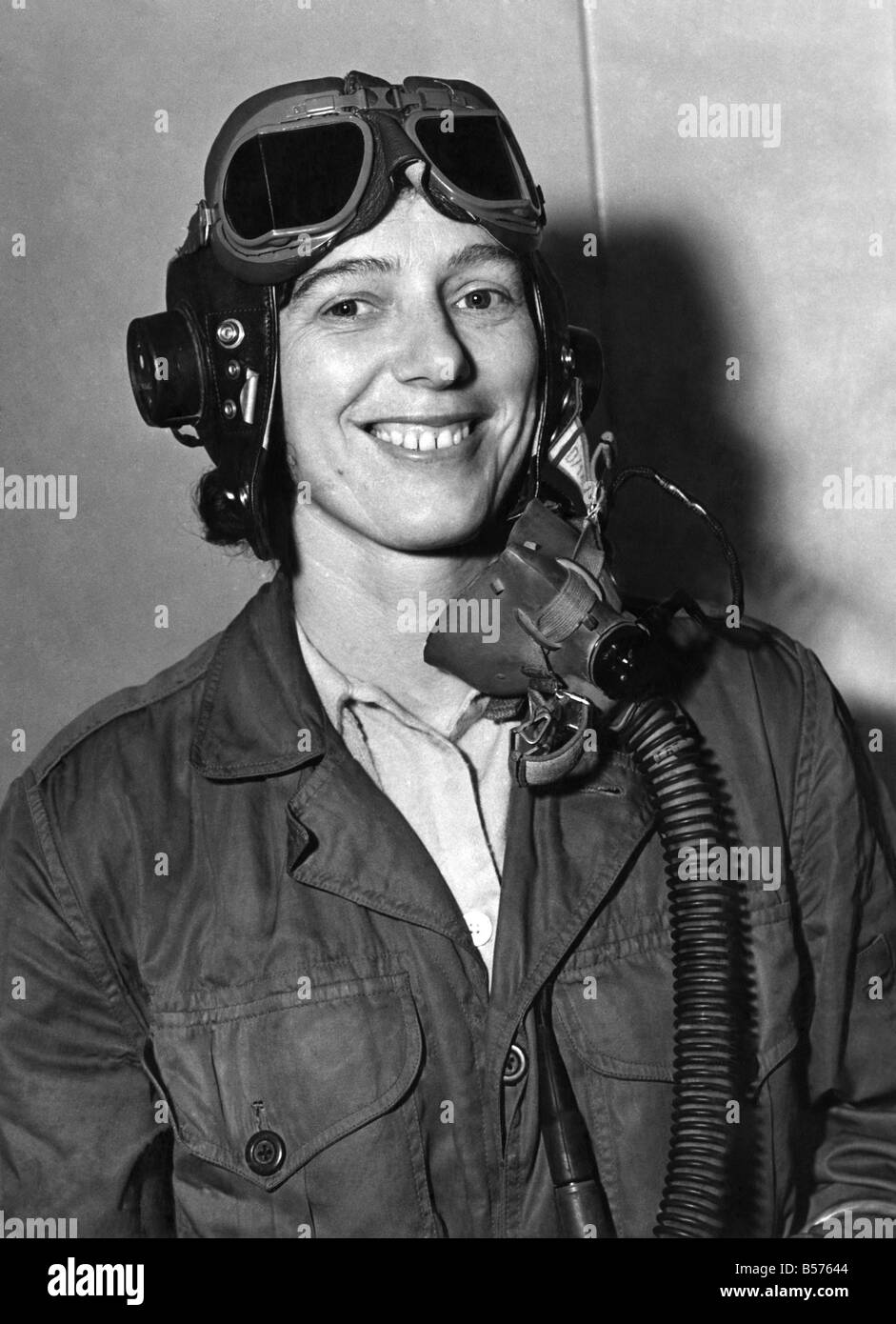 Aviation Pilot: Mrs. Burne in flying kit. October 1954 P004742 Stock Photo