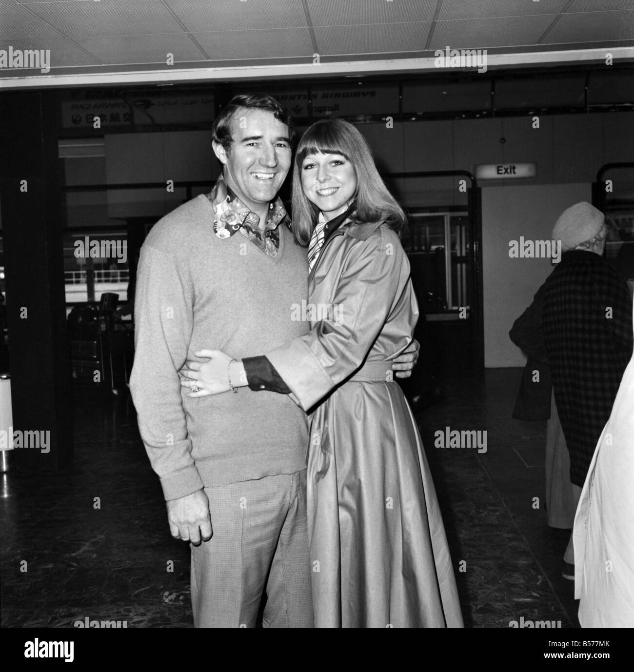 Ex Bunny Serena Williams with football manager Malcolm Allison. February 1975 75-00917-004 Stock Photo