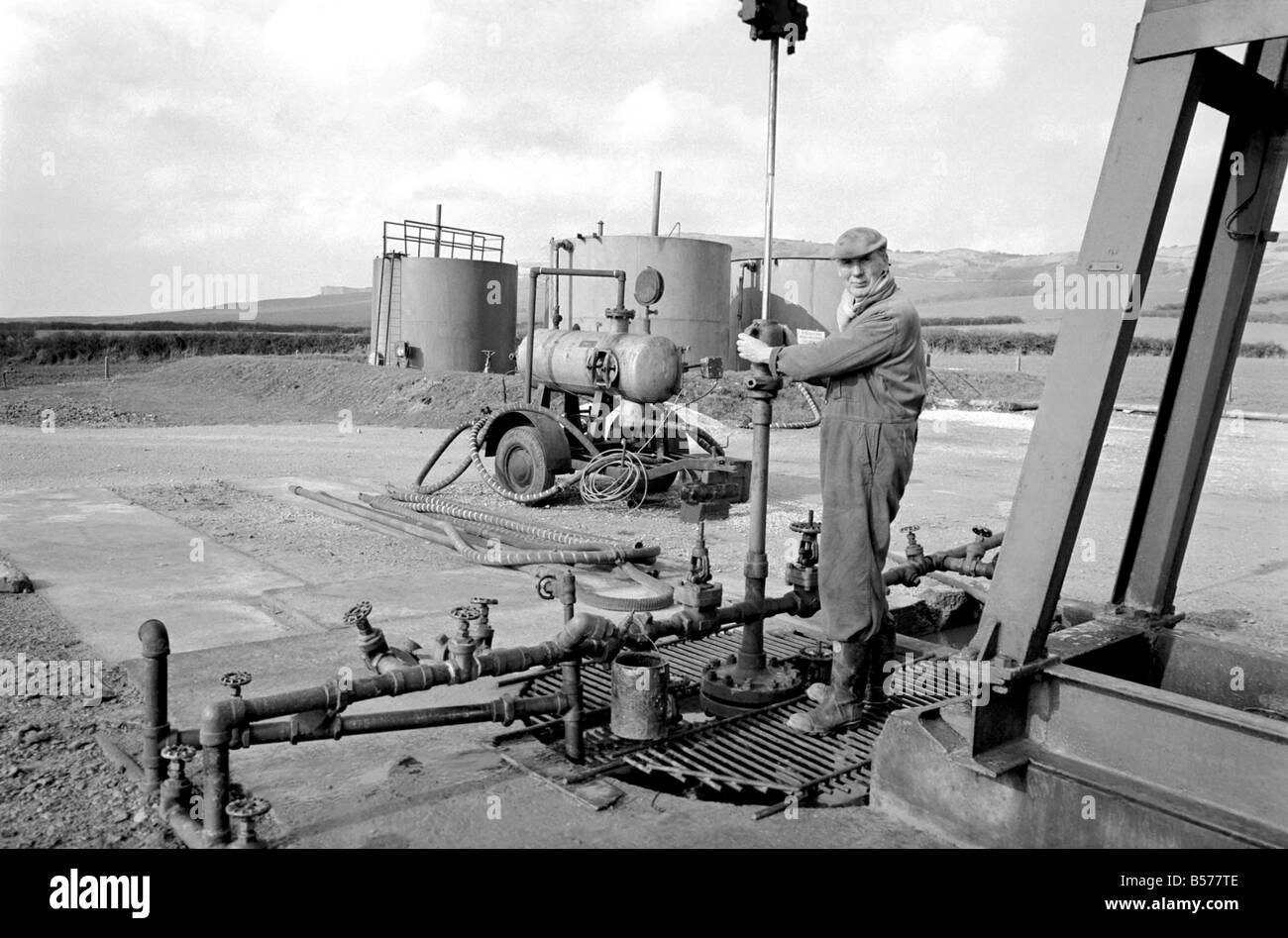 Oil well at Kimmeridge, near Wareham, Dorset. February 1975 75-00984-002 Stock Photo