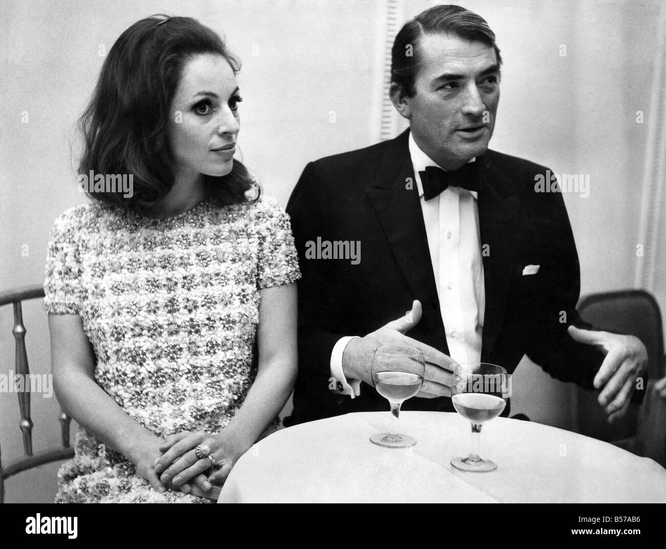 Actor Gregory Peck seen here with his wife Veronique. February 1972 P007110 Stock Photo