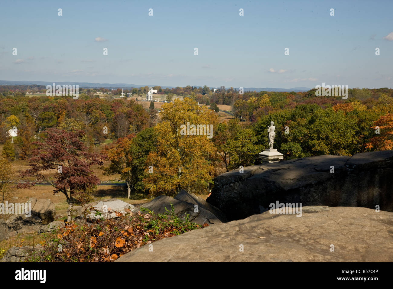 A view from the summit of Little Round Top on the Gettysburg