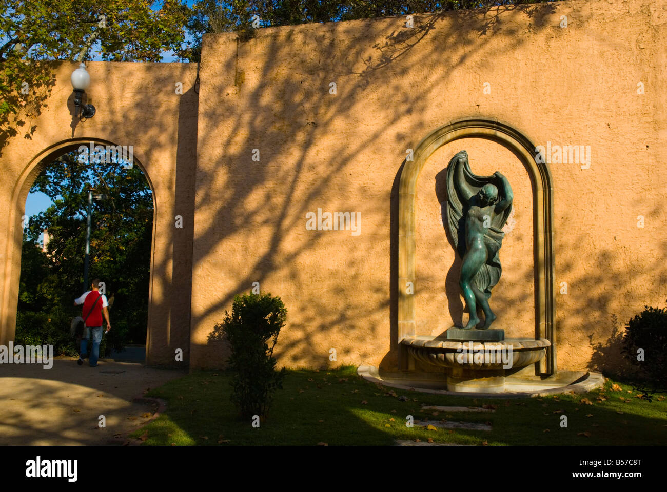 Statue in Jardins de Joan Maragall park in Montjuic in Barcelona Spain ...