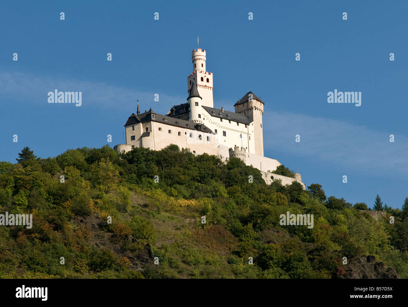 Marksburg Castle Braubach on the Rhine, Germany, dating from the 13th.C. Stock Photo