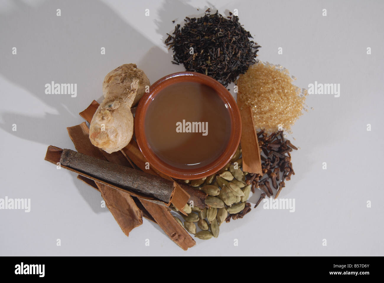 Masala Chai or Indian Style Tea along with the main ingredients