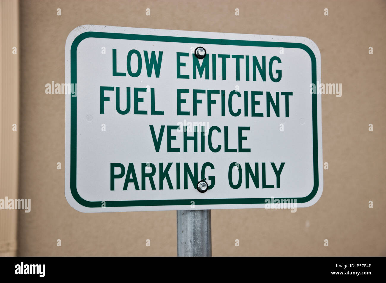 Sign  'Only low emitting vehicle parking' . Stock Photo