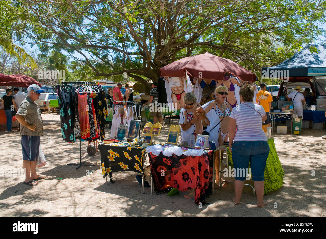 The Broome markets held every Saturday and Sunday in the grounds of the court house Stock Photo