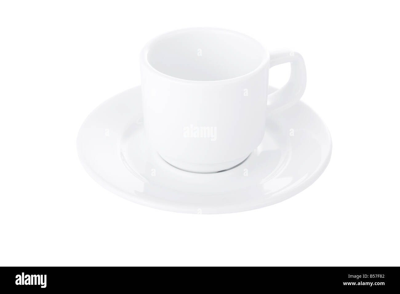 Coffee cup and saucer isolated on white background Stock Photo