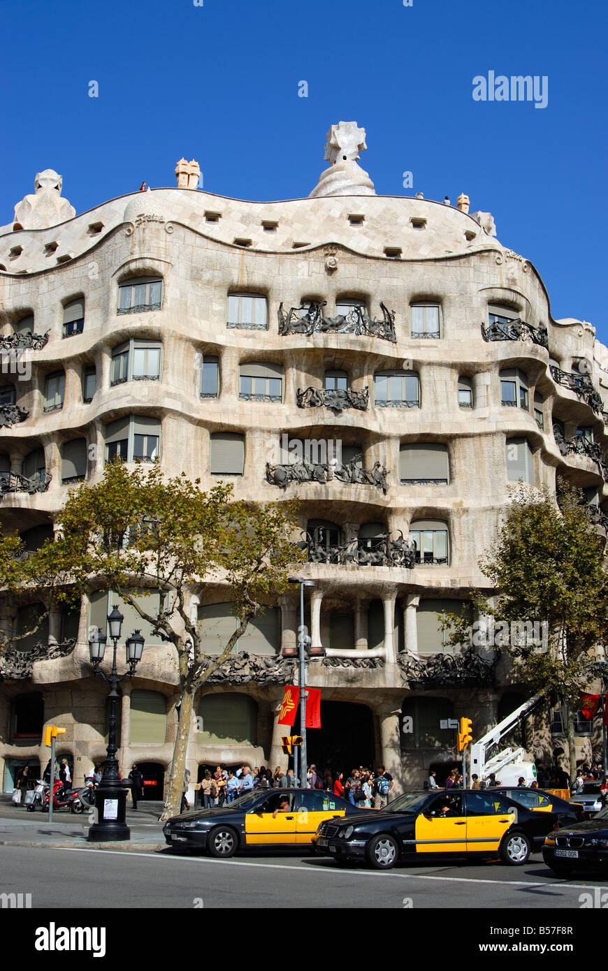 Casa Mila La Pedrera Building Designed by Antoni Gaudi at Passeig de Gràcia Eixample District Barcelona Catalonia Spain Stock Photo