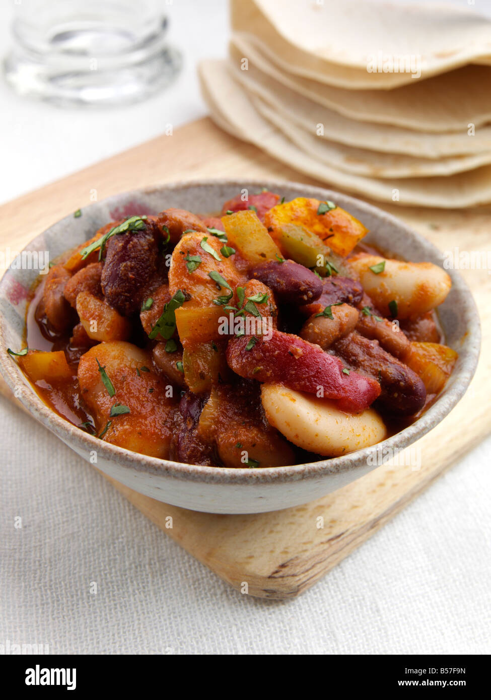 Mexican three bean chili vegetarian editorial food Stock Photo