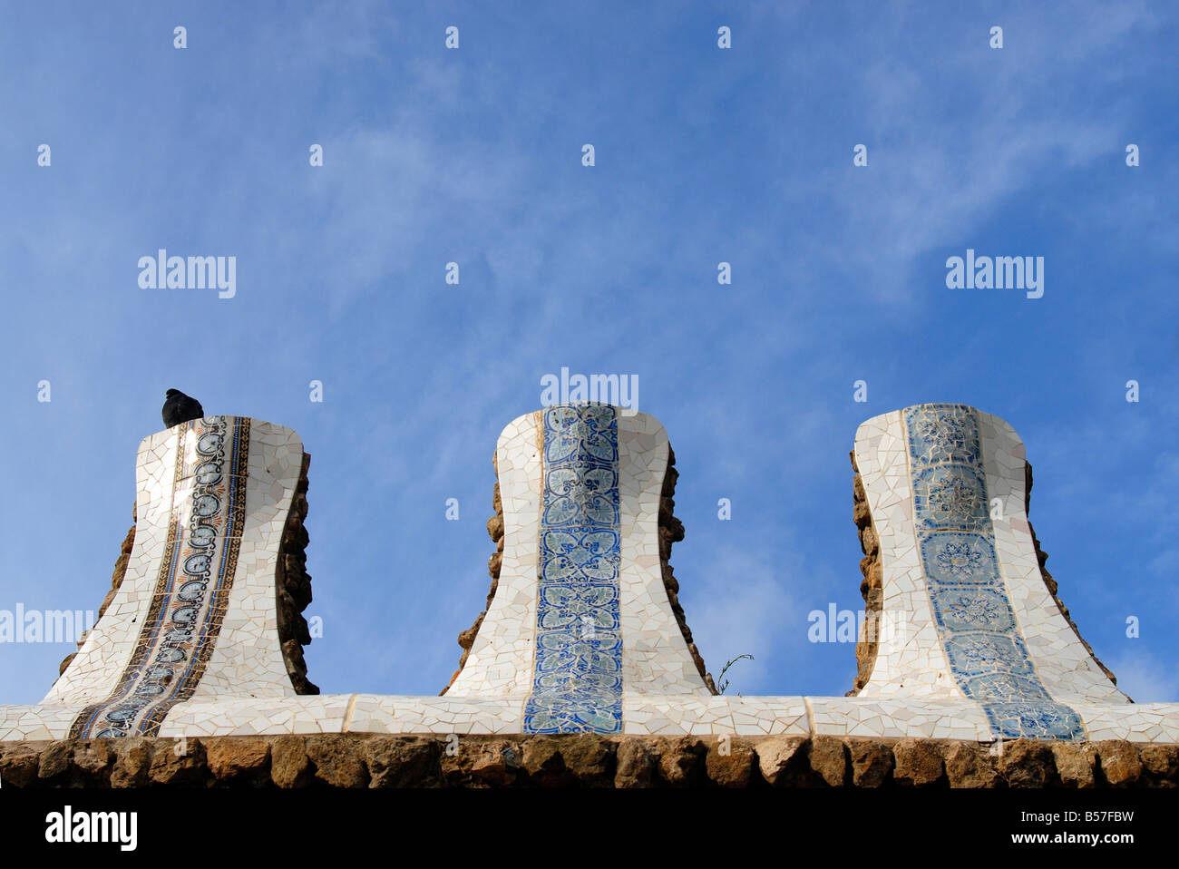 Park Guell Güell Garden Complex Designed by Antoni Gaudí in Gràcia District of Barcelona Catalonia Spain Stock Photo