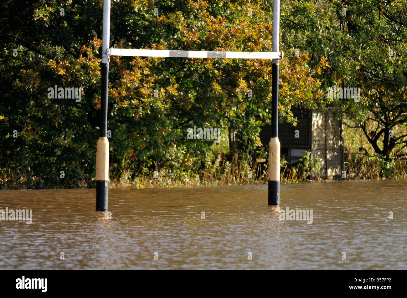 rugby pitch flooded in Didsbury, Manchester Stock Photo - Alamy