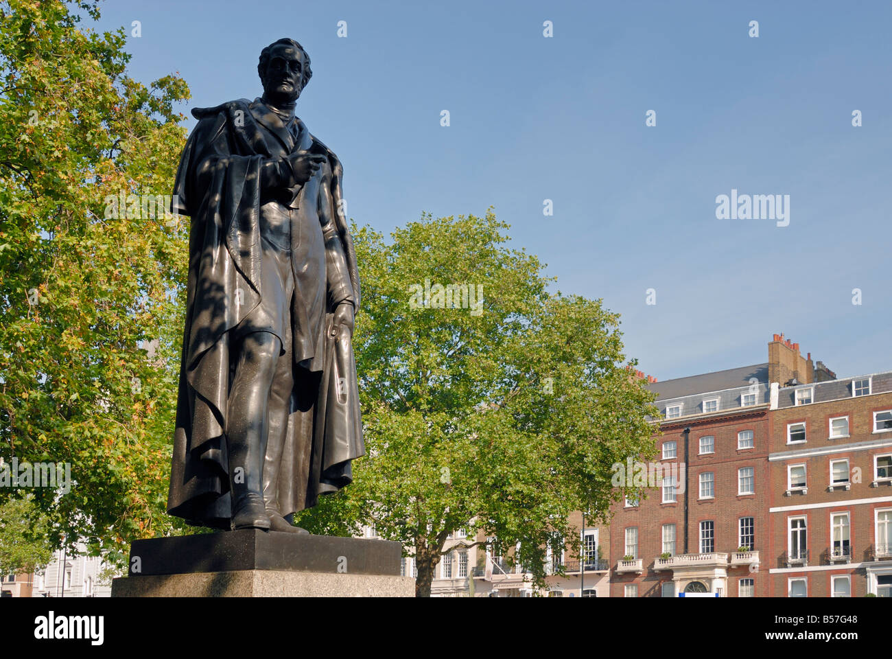 Cavendish Square with statue of Lord George Bentinck, London Stock Photo