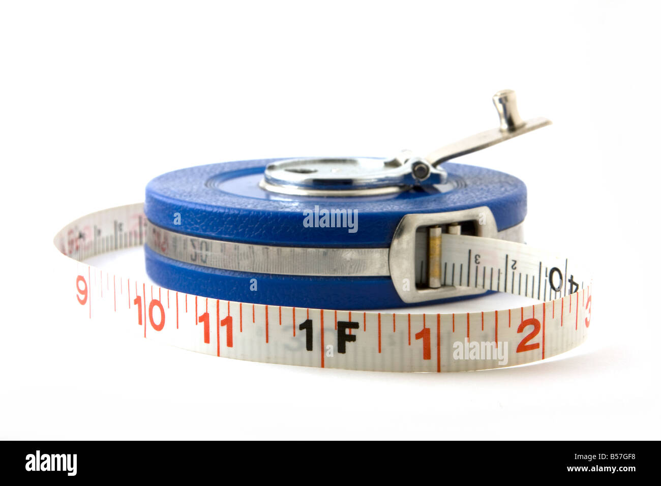 Tailors tape measure cut out against a white background. Blue measuring tape  Stock Photo - Alamy