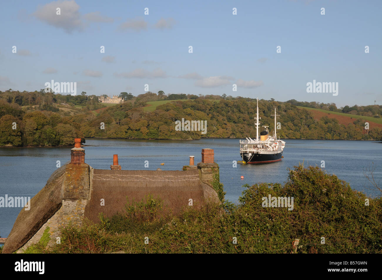 Windsor Castle ship at Tolverne in the Fal estuary, Cornwall, England Stock Photo