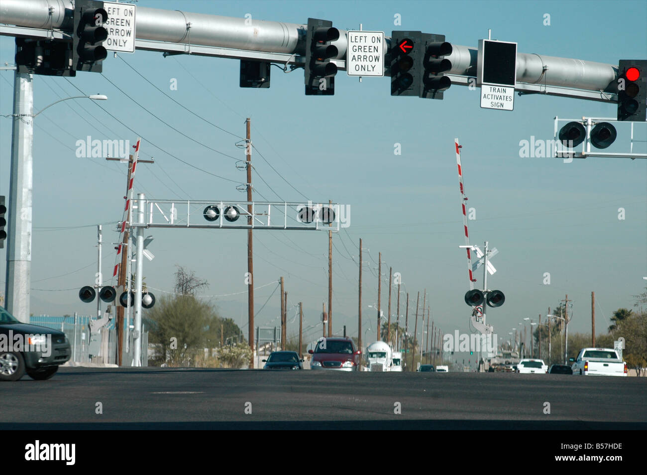 Rail road crossing on Highway 60 Phoenix to Wickenburg Stock Photo Alamy
