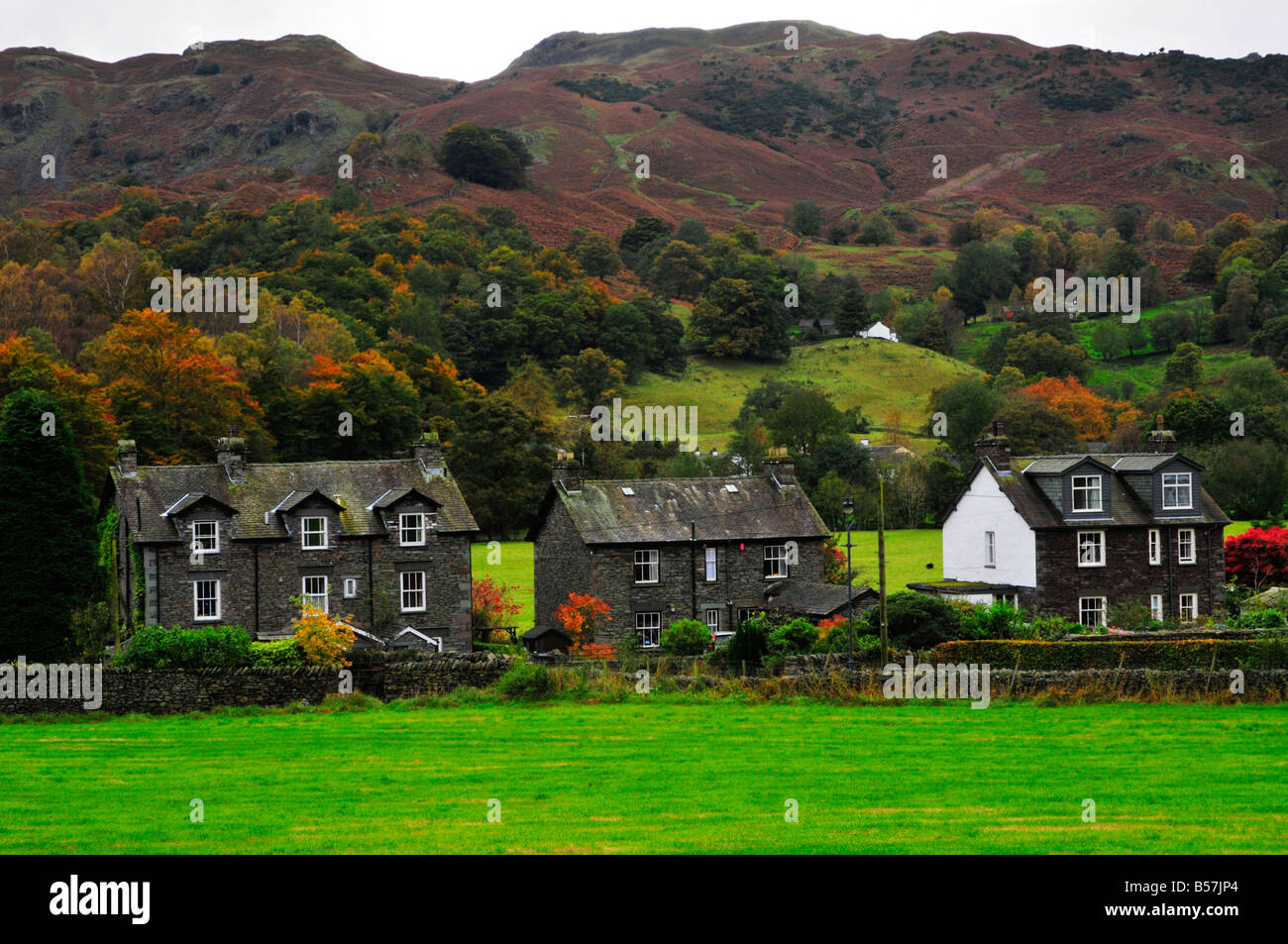 houses in grasmere village seen from A591 Stock Photo Alamy