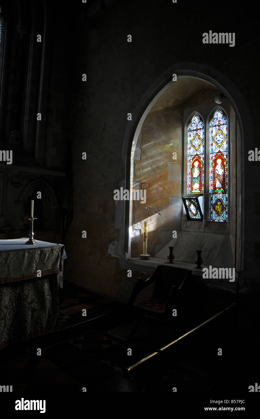 Side window of St Michael Penkevil church, Cornwall, England Stock