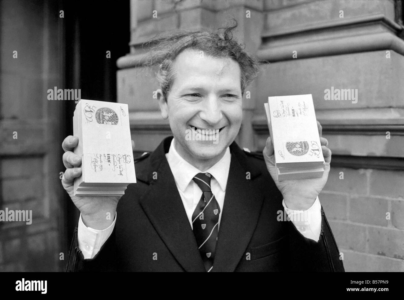 50 year old Cornishman Frederick Trull a member of the Cornish Stannery Parliament has had ú50,000 worth of his own Cornish mone Stock Photo