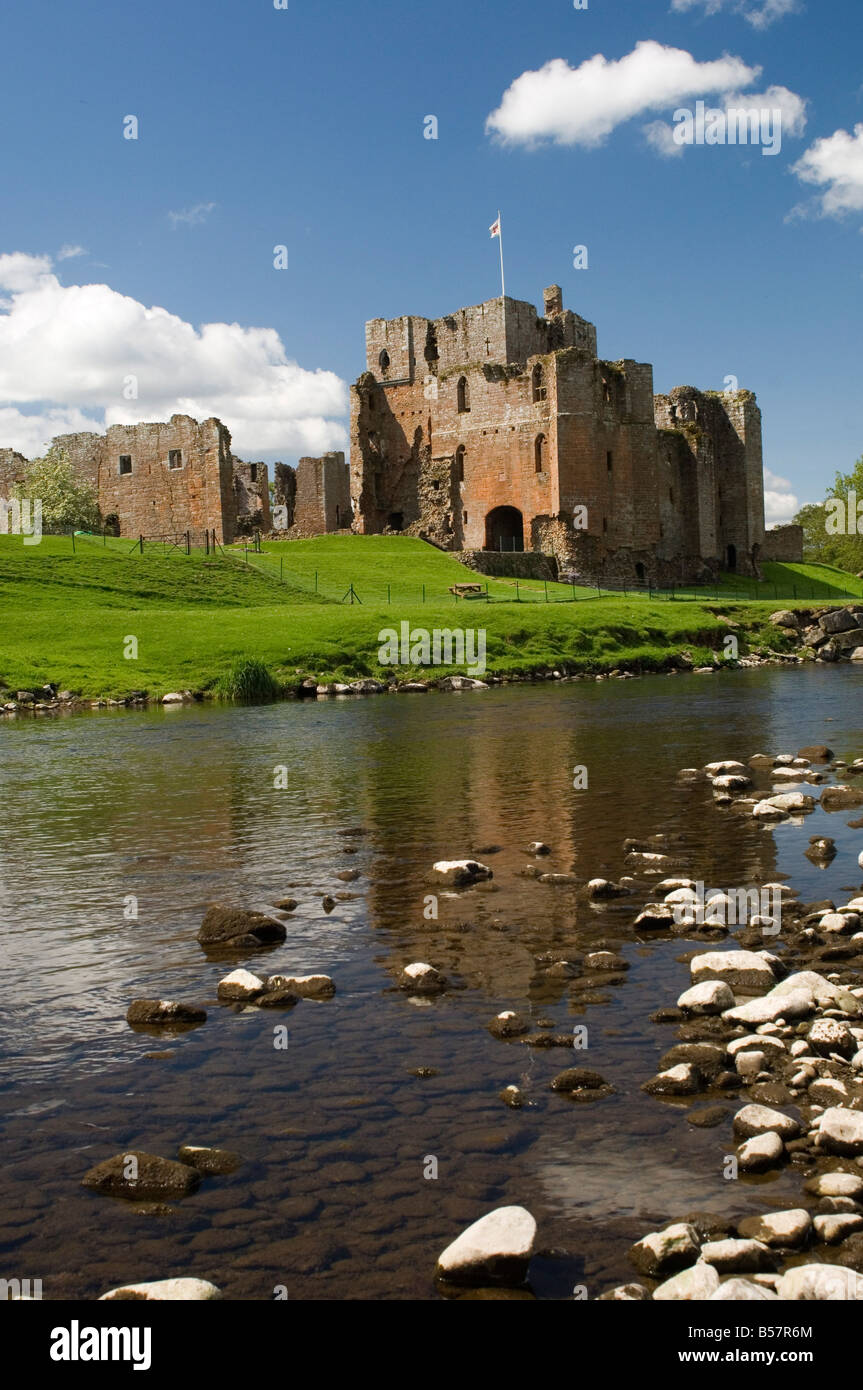 Brougham Castle across the River Eamont, Penrith, Cumbria, England