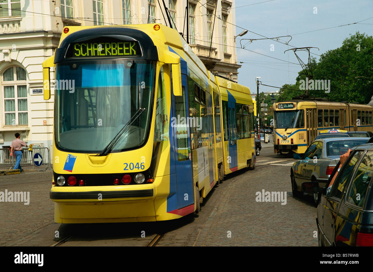 Trams Place Royale Brussels Belgium Europe Stock Photo