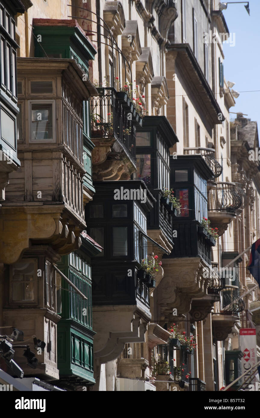 Typical windows, Valletta, Malta, Europe Stock Photo