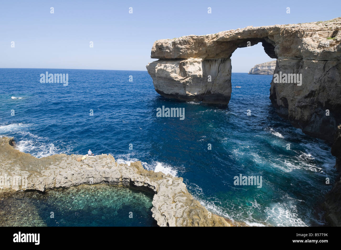 The Azure Window at Dwejra Point, Gozo, Malta, Mediterranean, Europe Stock Photo