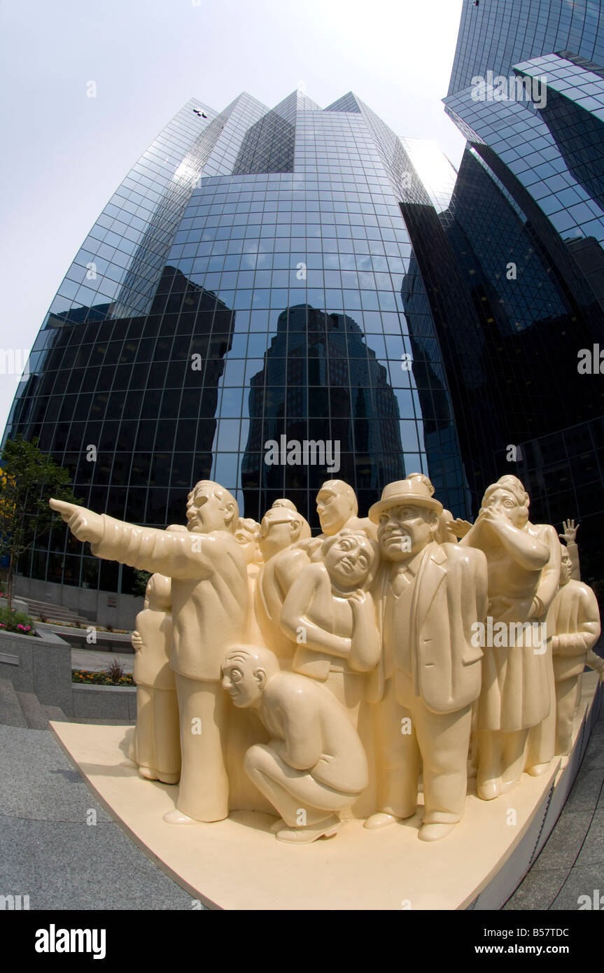 The Illuminated Crowd sculpture in downtown Montreal, Quebec, Canada