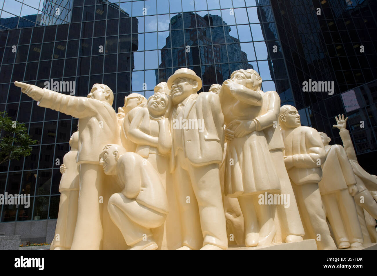The Illuminated Crowd sculpture in downtown Montreal, Quebec, Canada